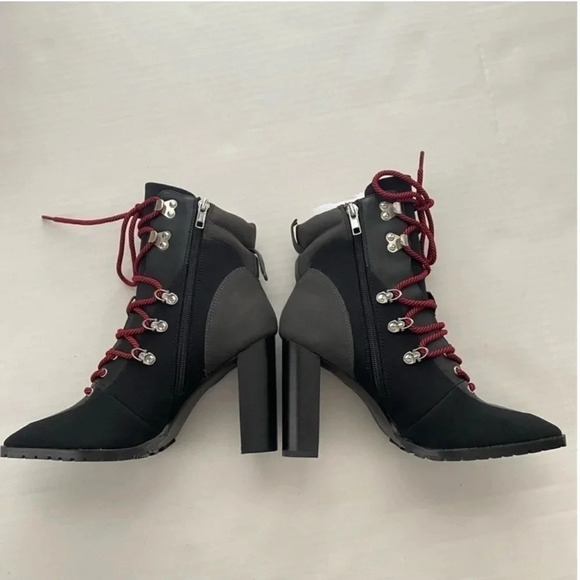 New Steve Madden Karey Black Multi Lightweight Lace Up Mid Heel Booties size 8 - Picture 7 of 13